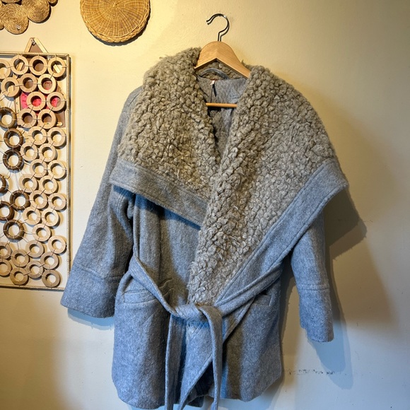 Free people chunky Sherpa lined / cotton gray coat… - Picture 3 of 11